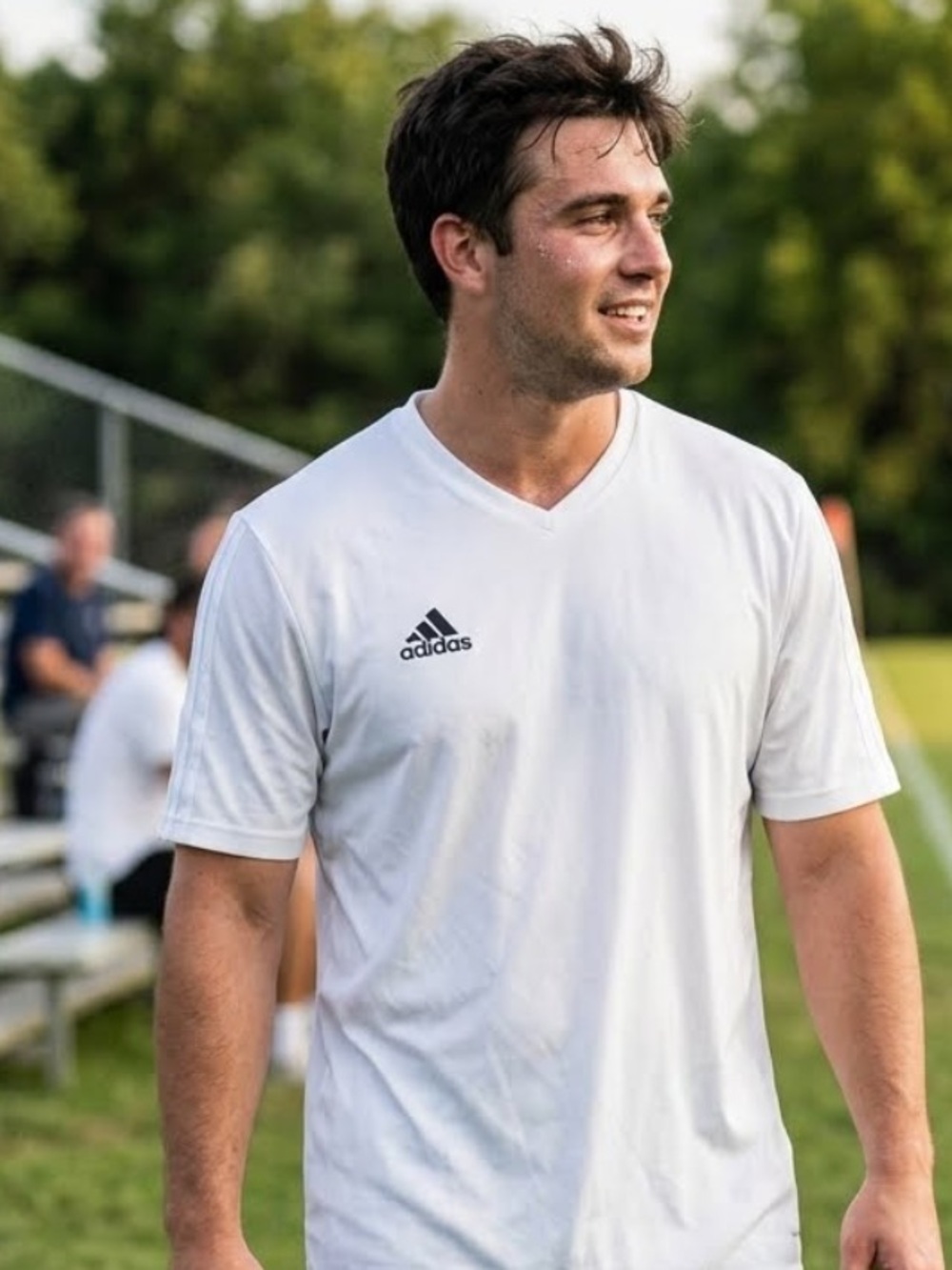 adidas Men’s White V-Neck Athletic Soccer Jersey
